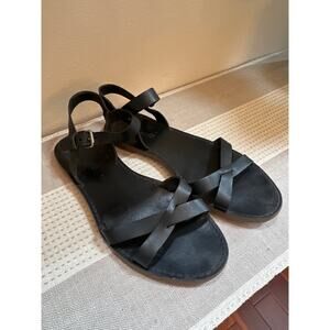 Madewell The Boardwalk Crisscross Leather Sandal Black Size 8.5